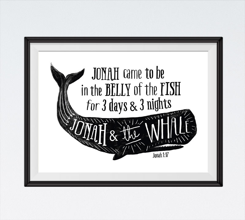 Jonah and the Whale - Jonah 1:17 - Christian Art Print